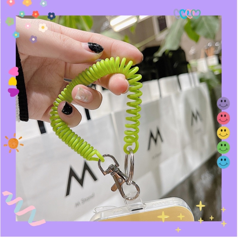 Dây lò xo đeo tay gắn ốp điện thoại/airpods/chìa khoá 🔒 chống thất lạc