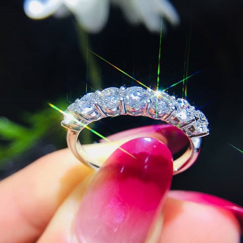 Nhẫn Đính Hôn Đính Đá Zircon Màu Bạc Thời Trang Chất Lượng Cao Cho Nữ