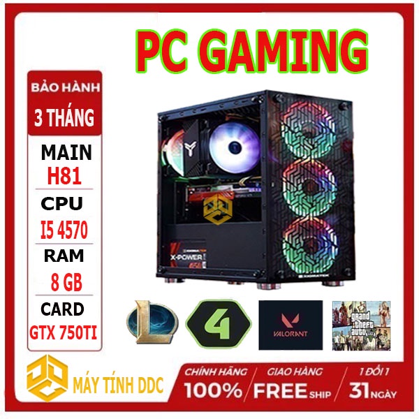 CASE PC GAMING CORE I5 4570 CHƠI LMHT FO4 PUBG GTA V....
