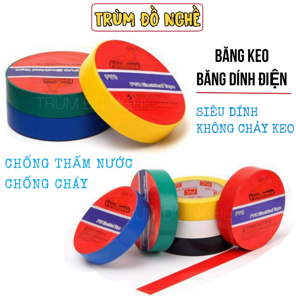 Cuộn băng dính cách điện nano loại tốt Băng keo chống cháy keo dính chắc chắn dày dai đủ màu xanh đỏ đen trắng vàng