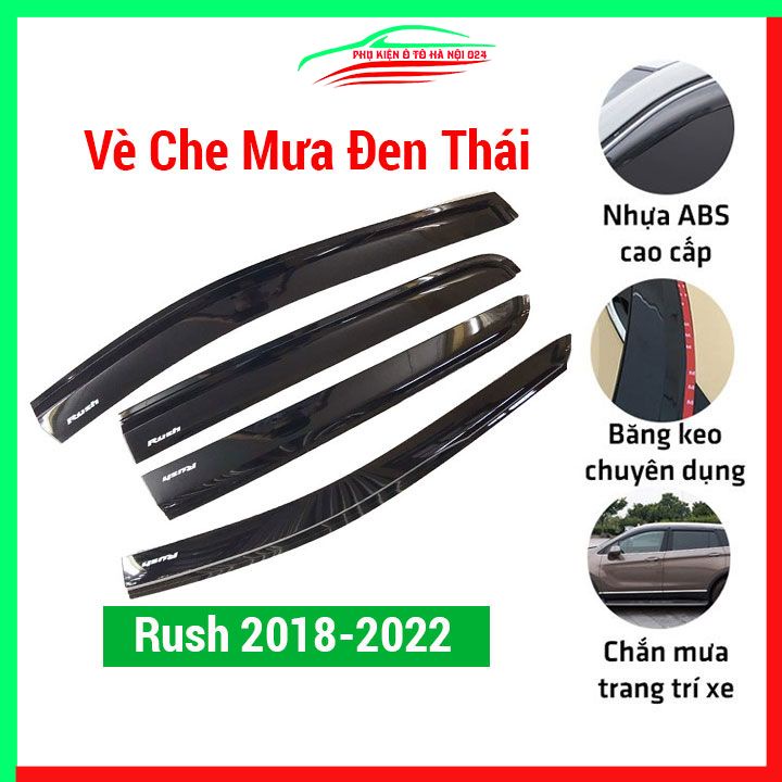 Vè che mưa ô tô Rush 2018-2022 vè đen thái cao cấp chắn mưa, cản bụi, trang trí xe hơi