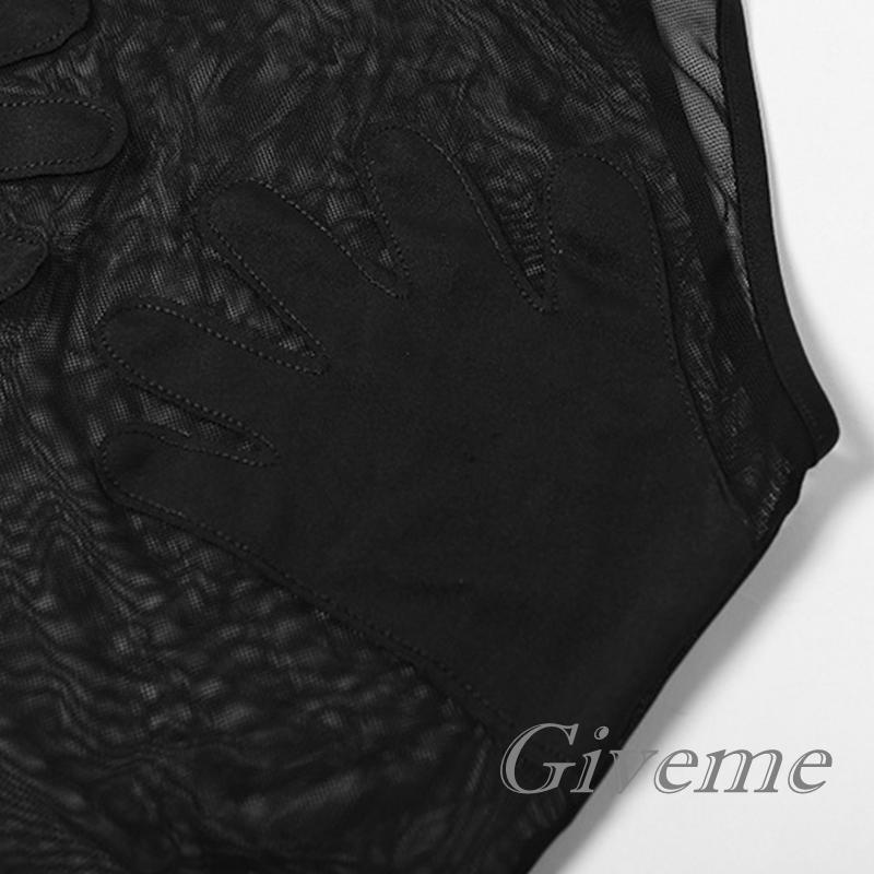 Áo Liền Quần Ren Lưới Màu Đen Quyến Rũ Cho Nữ