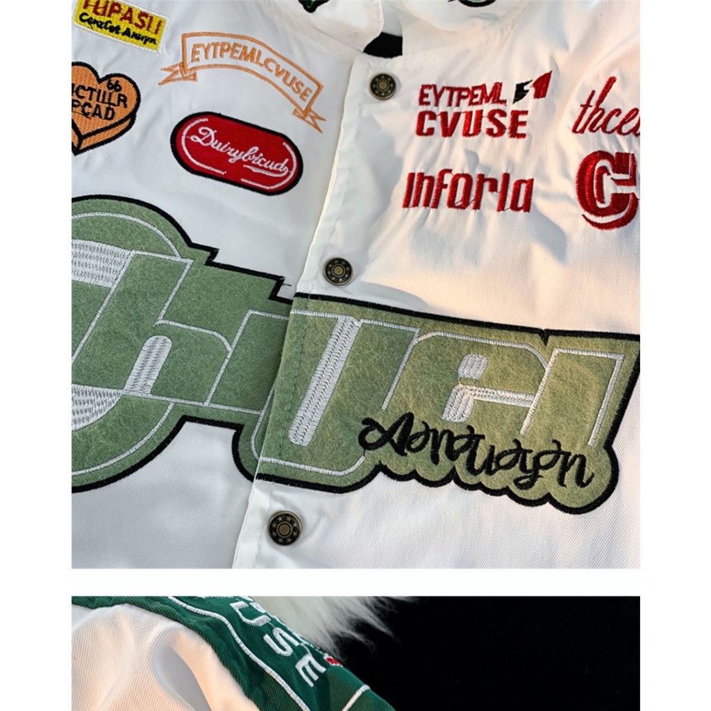 Áo Khoác Bóng Chày Dáng Rộng Thêu Họa Tiết Phong Cách Âu Mỹ retro Đường Phố Cho Nam