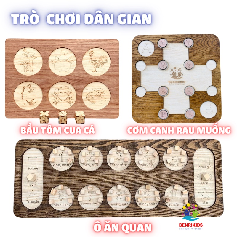 Trò Chơi Dân Gian Tết Nguyên Đán 2023 Bộ Ô Ăn Quan, Bầu Tôm Cua Cá, Cơm Canh Rau Muống Bằng Gỗ Benrikids