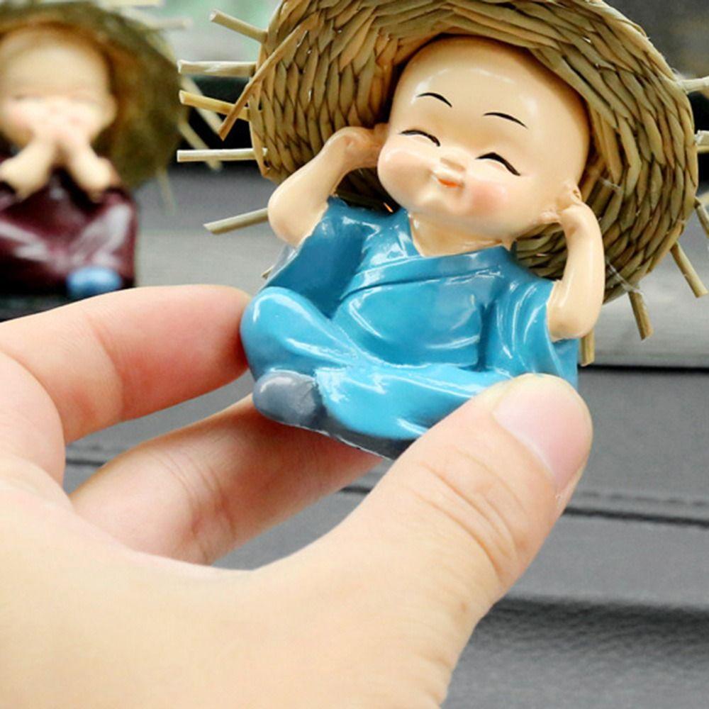 MAG Set 4 Tượng Chú Tiểu Đội Nón Rơm Trang Trí