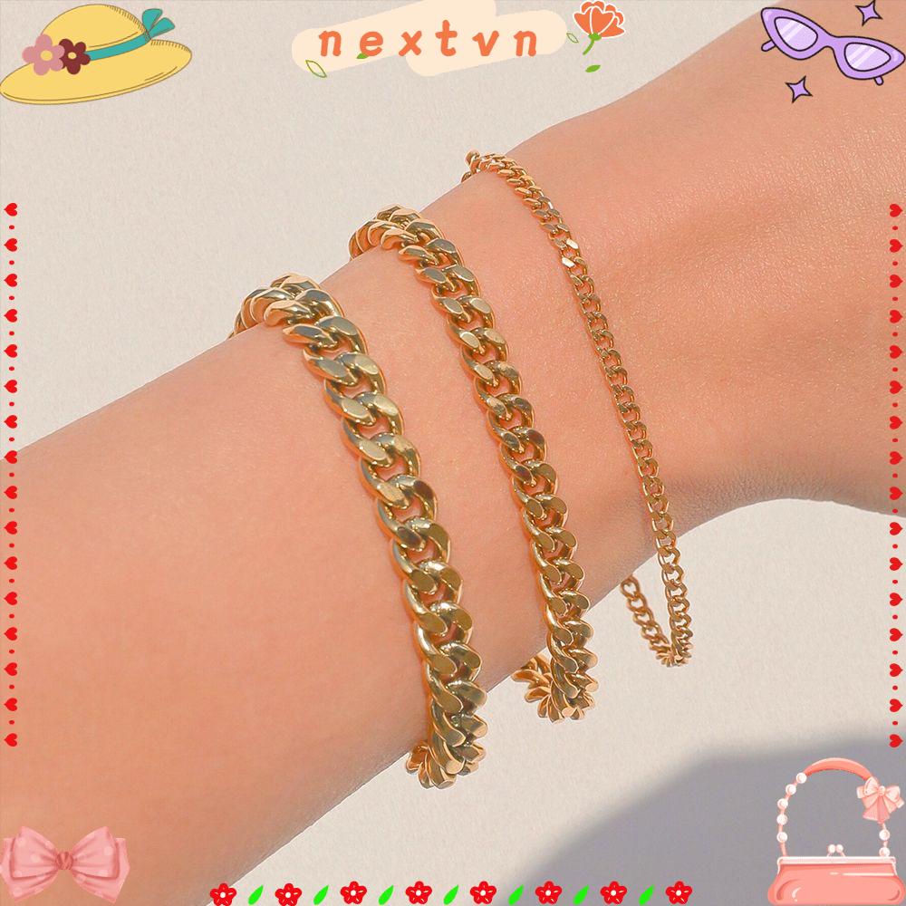 Vòng Tay Kim Loại Thép Không Gỉ 18K 4 / 6 / 8MM Phong Cách Hip Hop Cho Nam Và Nữ|Dây Chuyền Mạ Vàng