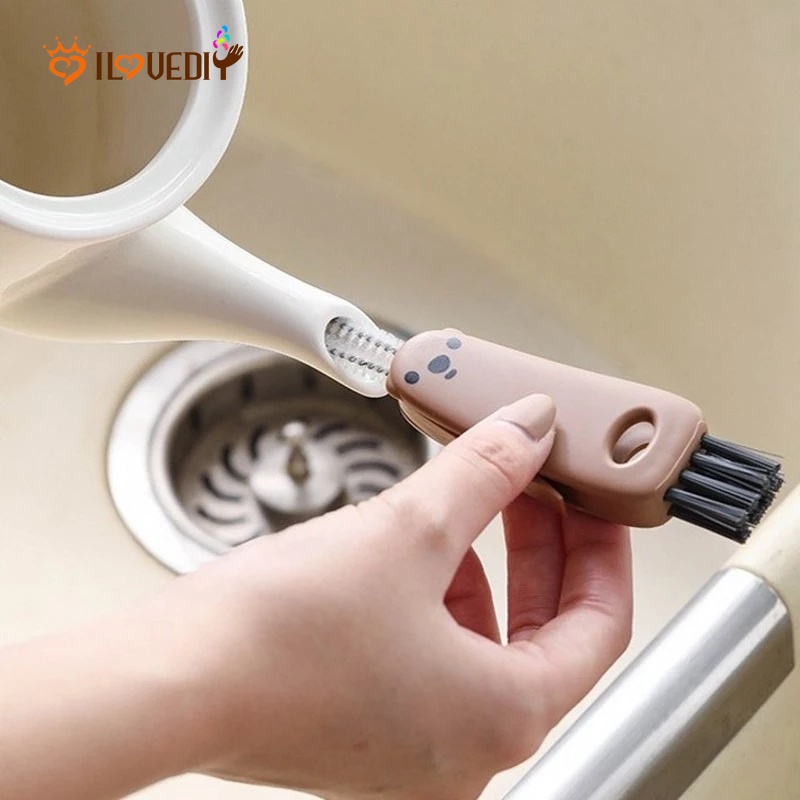 Cọ Vệ Sinh Cốc / Bình Nước / Bàn Phím / Ấm Trà Đa Năng 3 Trong 1 Hình Gấu Hoạt Hình Dễ Thương