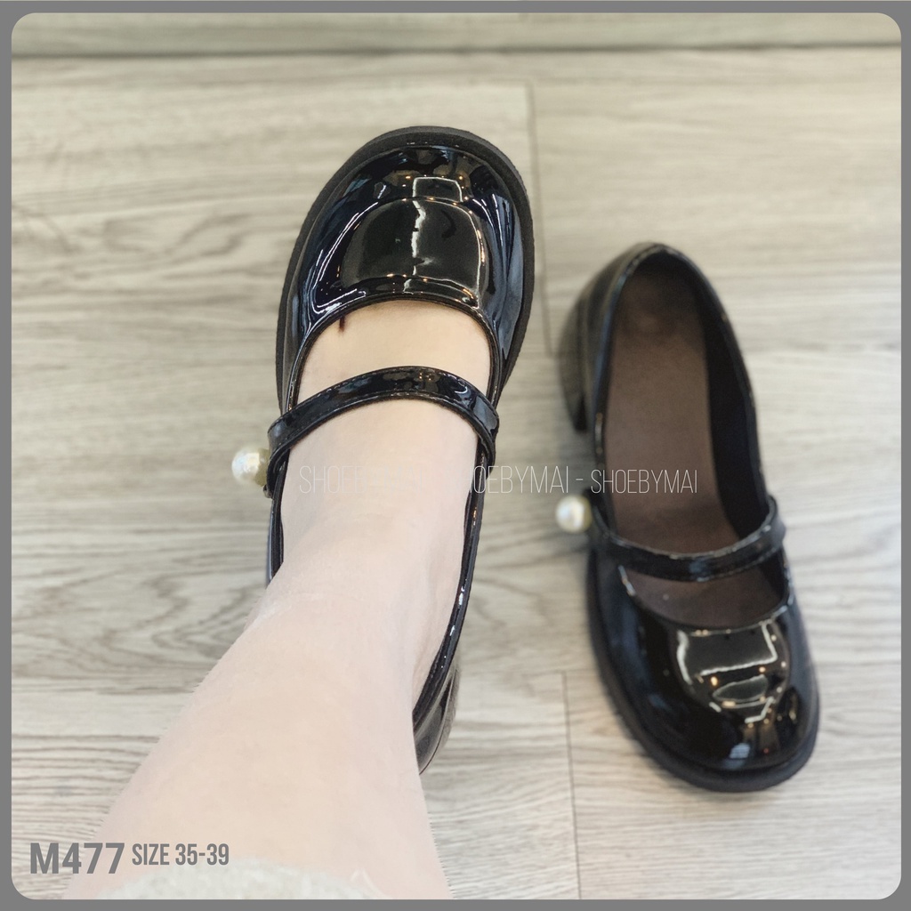 Giày búp bê mary jane nữ quai dán ngọc M477