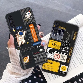Ốp lưng Samsung A30S / A50 / A70 viền đen in họa tiết vũ trụ phi hành gia siêu đẹp