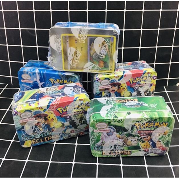 Bộ thẻ bài pokemon , thẻ bài picachu hộp sắt