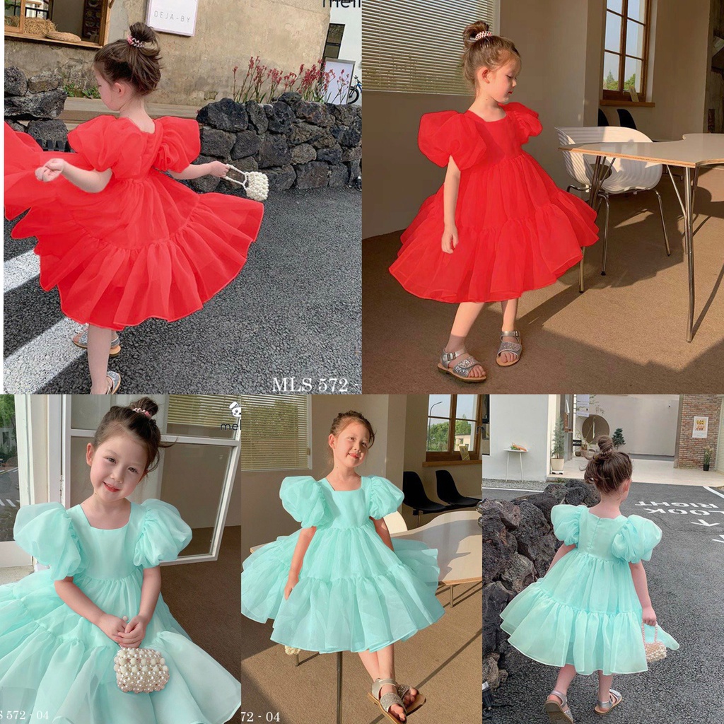 Váy công chúa bé gái vải Organza hãng Melissa.. Bồng bềnh bay bổng, màu mint và đỏ, nhẹ nhàng tôn da. Size 1-10 Y
