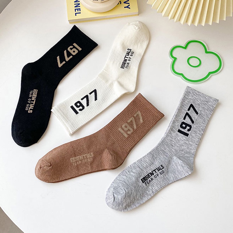 Vớ Cotton Unisex Thoáng Khí Màu Sắc Đơn Giản Phong Cách Đường Phố Harajuku Năm 1977