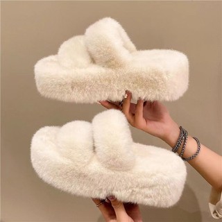 Dép lông dép bông đế dày chống trượt dễ phối