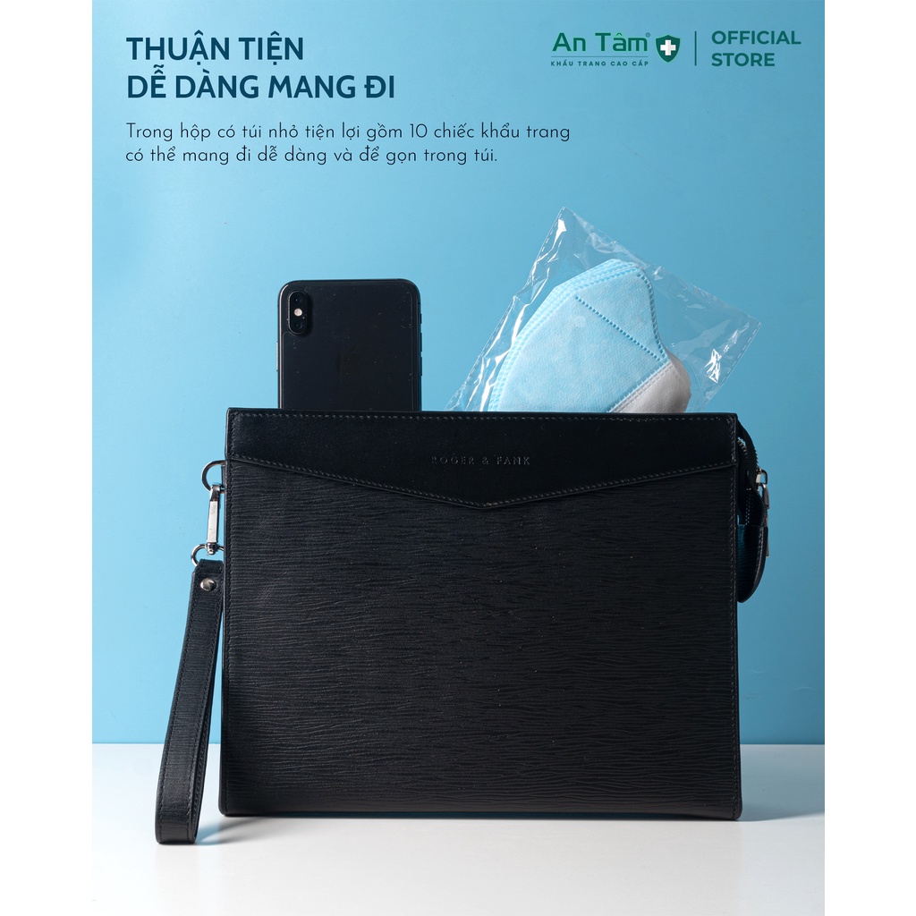 Thùng 100 cái - Khẩu trang y tế 5D 3 lớp Vải Không Dệt & Giấy Kháng Khuẩn Chính Hãng AN TÂM - Túi 10 cái