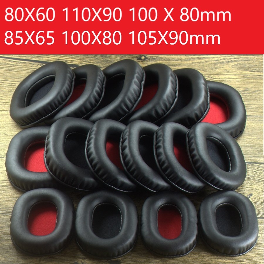 Đệm Bọc Bảo Vệ Tai Nghe Chụp Đầu Bằng Da & Xốp Hình Oval Kích Thước 100X80Mm Thay Thế Chuyên Dụng Cho ATH / AKG / Sennheiser