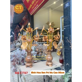 ❤ bình hoa sen gỗ pơ mu cao tổng 95cm - vân gỗ đẹp, mùi thơm dễ chịu ❤