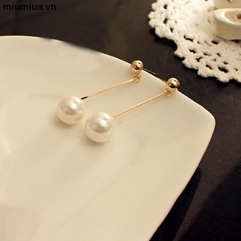 miumiuaKhuyên Tai Dài gắn hạt Ngọc Trai thời trang Cho Nữ