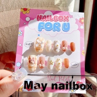 Móng thiết kế cute charm gấu nâu nailbox