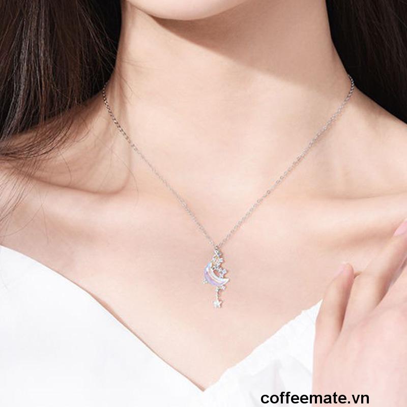 【coffeemate】⚡Vòng cổ Mặt Trăng Sao Đính Đá Thời Trang Cho Nữ