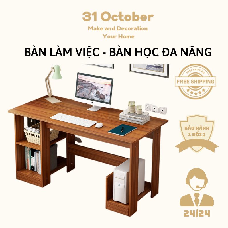 BÀN LÀM VIỆC ĐA NĂNG, BÀN HỌC LẮP GHÉP CÓ NGĂN ĐỂ GIÁ SÁCH THÔNG MINH TIỆN ÍCH