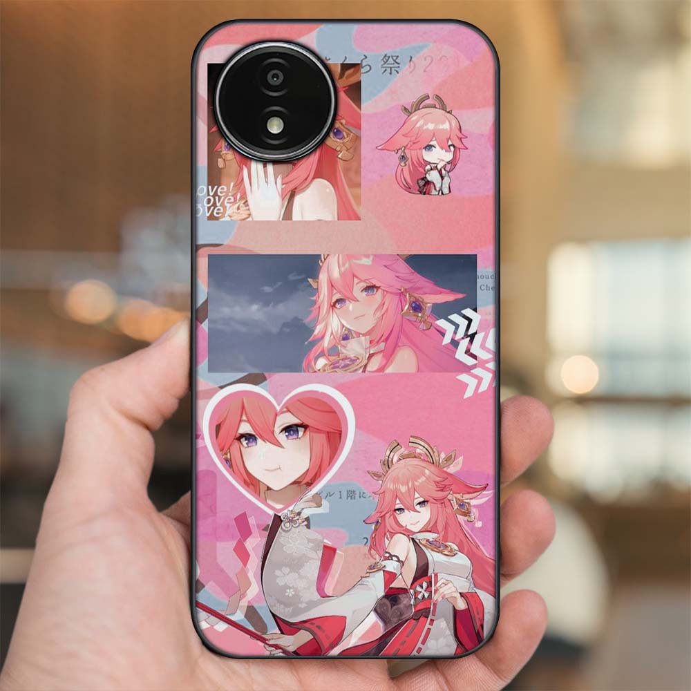 Ốp lưng Vivo Y02 viền đen in hình Yae Miko Genshin Impact