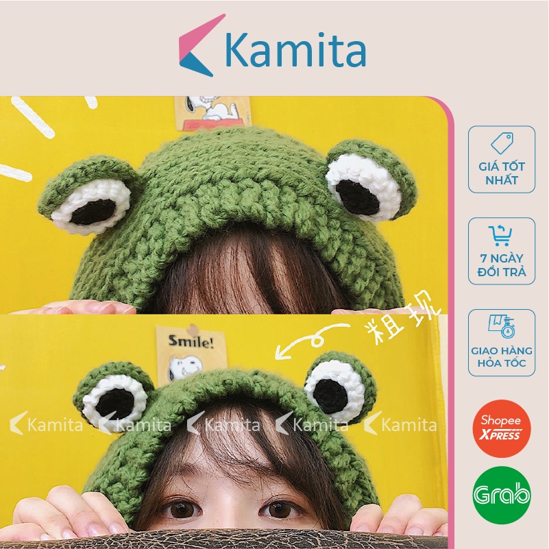 Mũ Len Beanie Con Êch Đáng Yêu Cute KAMITA Phong Cách Hàn Quốc, Nón Len Vintage Đẹp Mắt Ếch Mùa Đông Unisex Nam Nữ ML23