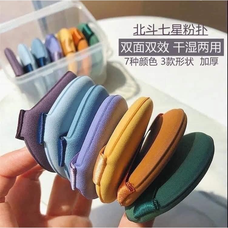 Hộp 7 bông tán phấn mút makeup