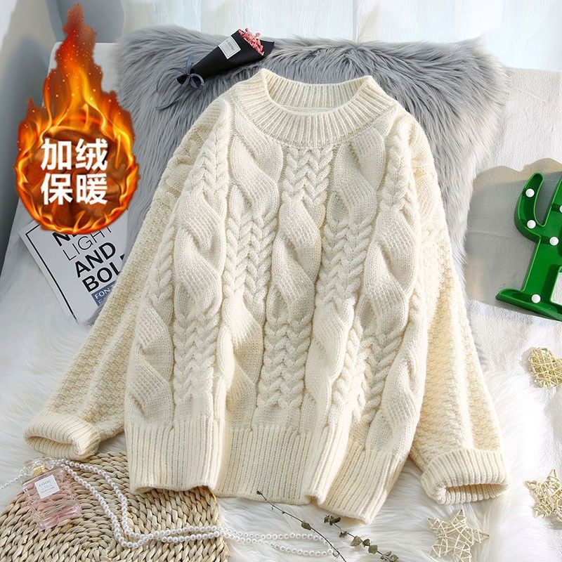 Áo Sweater Chui Đầu Dáng Rộng Dày Dặn Phong Cách Phương Tây Cổ Điển Thời Trang Cho Nữ