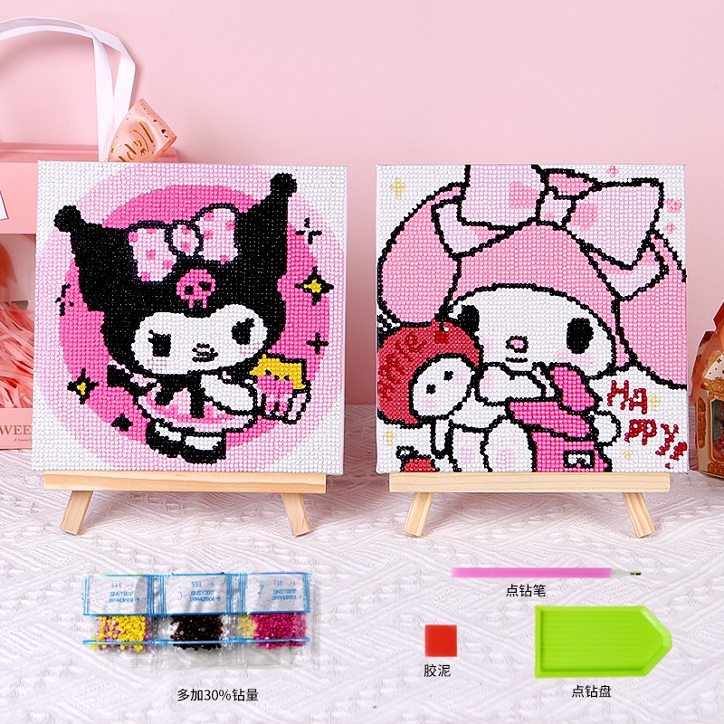 SANRIO Bộ Tranh Đính Đá Tự Làm Họa Tiết Hoạt Hình 20 * 20 Cho Bé
