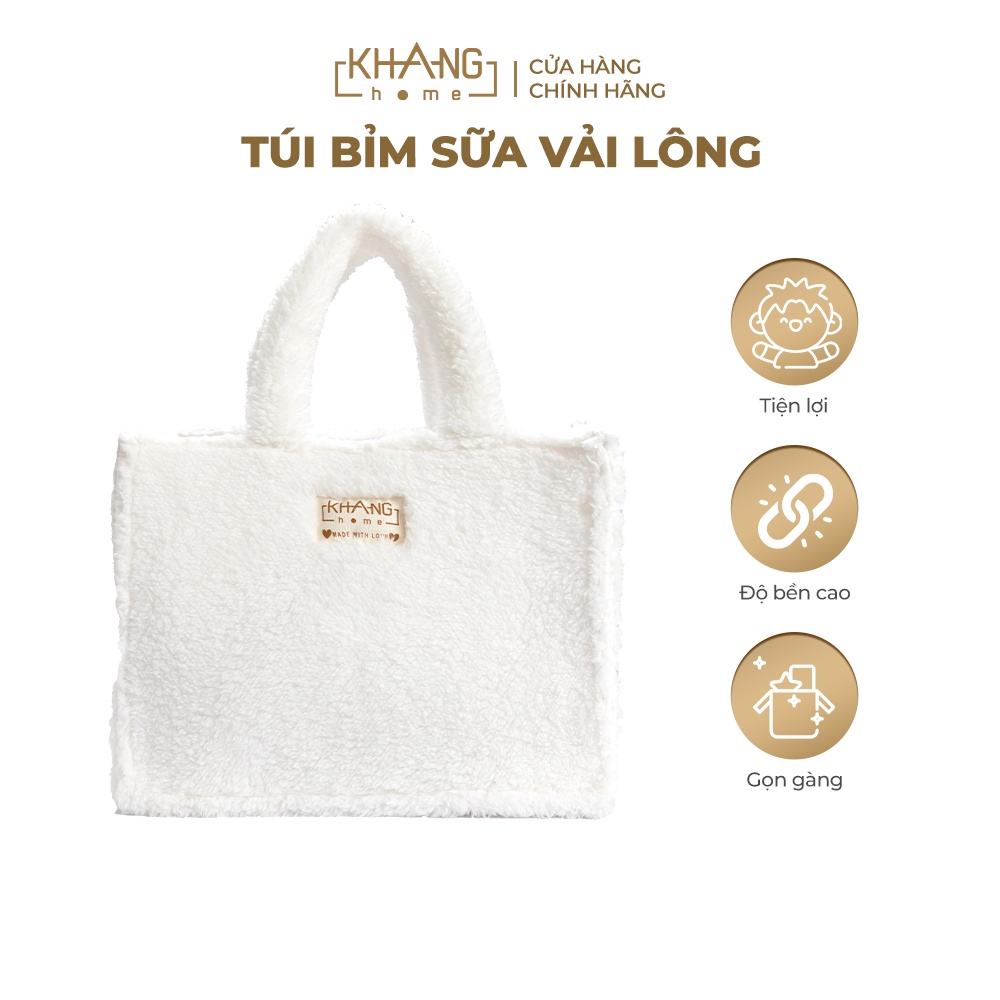 Túi Bỉm Sữa Vải Lông Mommy Bag Khang Home