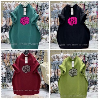 Áo thun cotton khô form rộng, áo thun in chữ stay 3158 tay lỡ unisex
