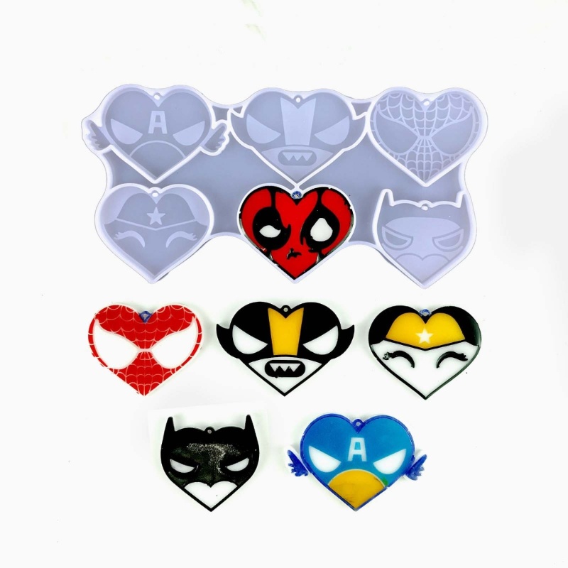 Khuôn Silicon Làm Móc Khóa Hình Trái Tim Hoạt Hình Dễ Thương