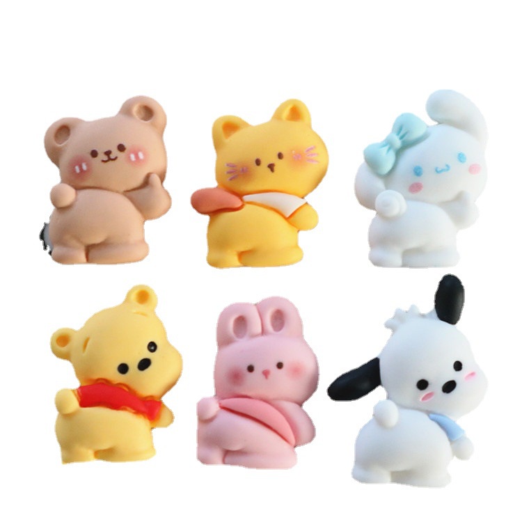 Charm Cinnamoroll, gấu Poohh, Puppy, Thỏ hồng khoe mông đính keycap, kẹp tóc, vỏ ốp điện thoại, DIY