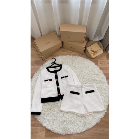 Set dạ lông thỏ viền nhung đen 795