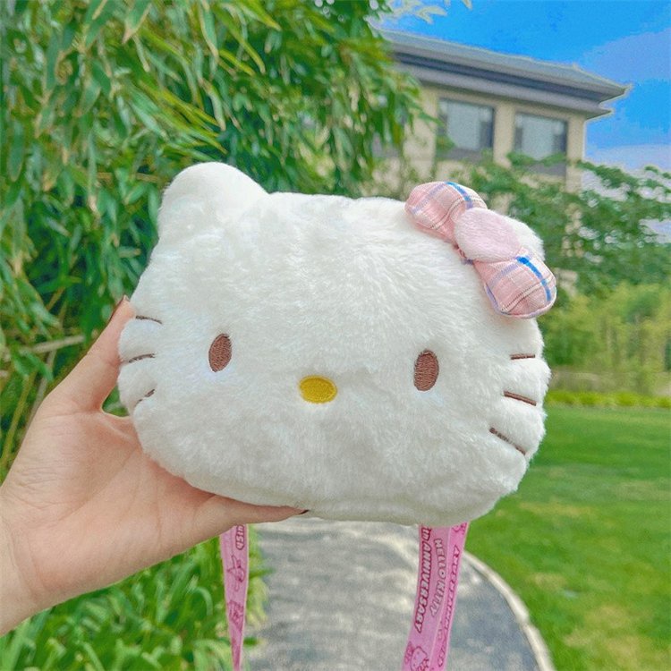 Túi đeo chéo hoạt hình gấu bông Kitty nơ xinh xắn - hàng Quảng Châu có sẳn