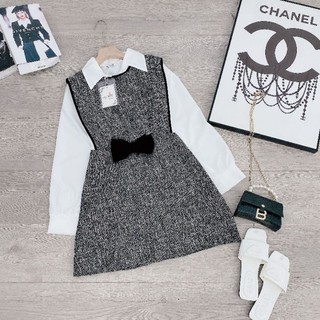 Set váy dạ sơ mi phối nơ 🎀