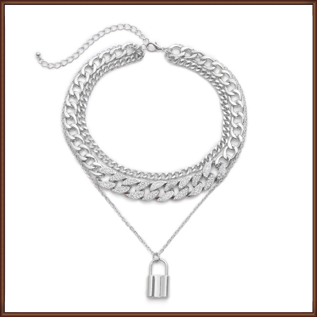 Vòng Tay / Dây Chuyền Mặt Ổ Khóa Hình Học Bằng Hợp Kim Phong Cách Cổ Điển Cho Nữ