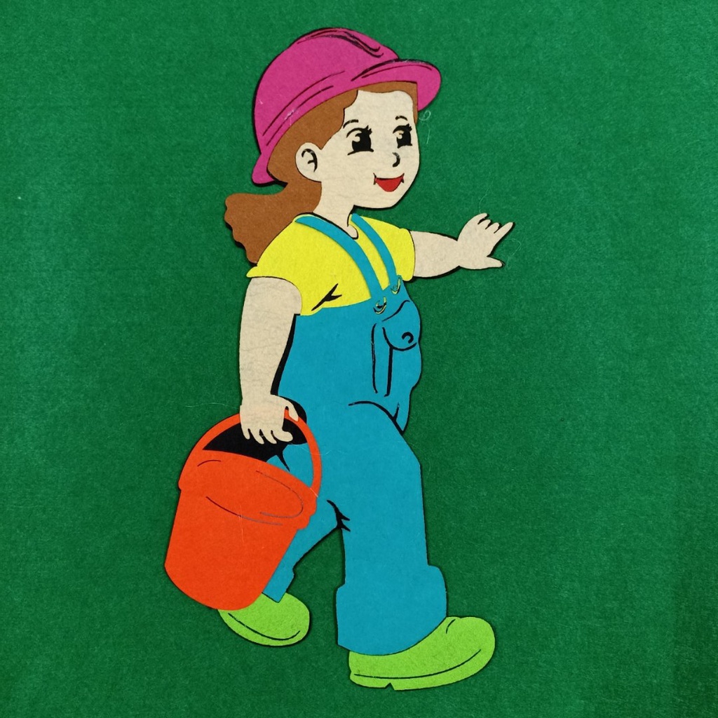 Hình bé xây dựng trang trí mầm non -  nhân vật rời trang trí góc bằng nỉ cao ~50cm