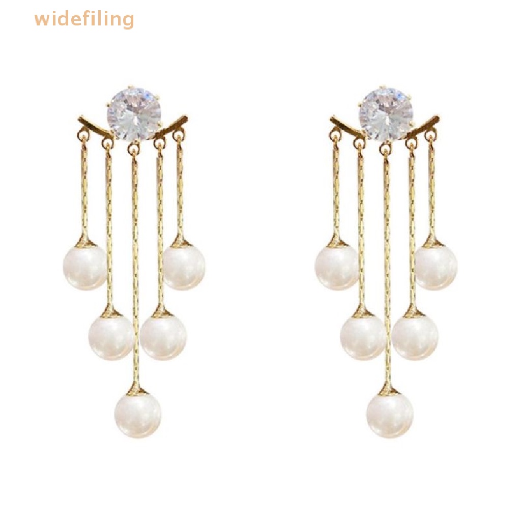 Bông Tai Dáng Dài Đính Ngọc Trai Zircon Phong Cách Hàn Quốc