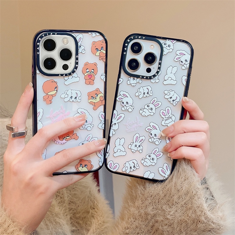 Ốp Điện Thoại TPU Silicon Cứng Chống Sốc Hình Thỏ Gấu Cho iPhone 11 12 13 14 Pro Max 14 Plus