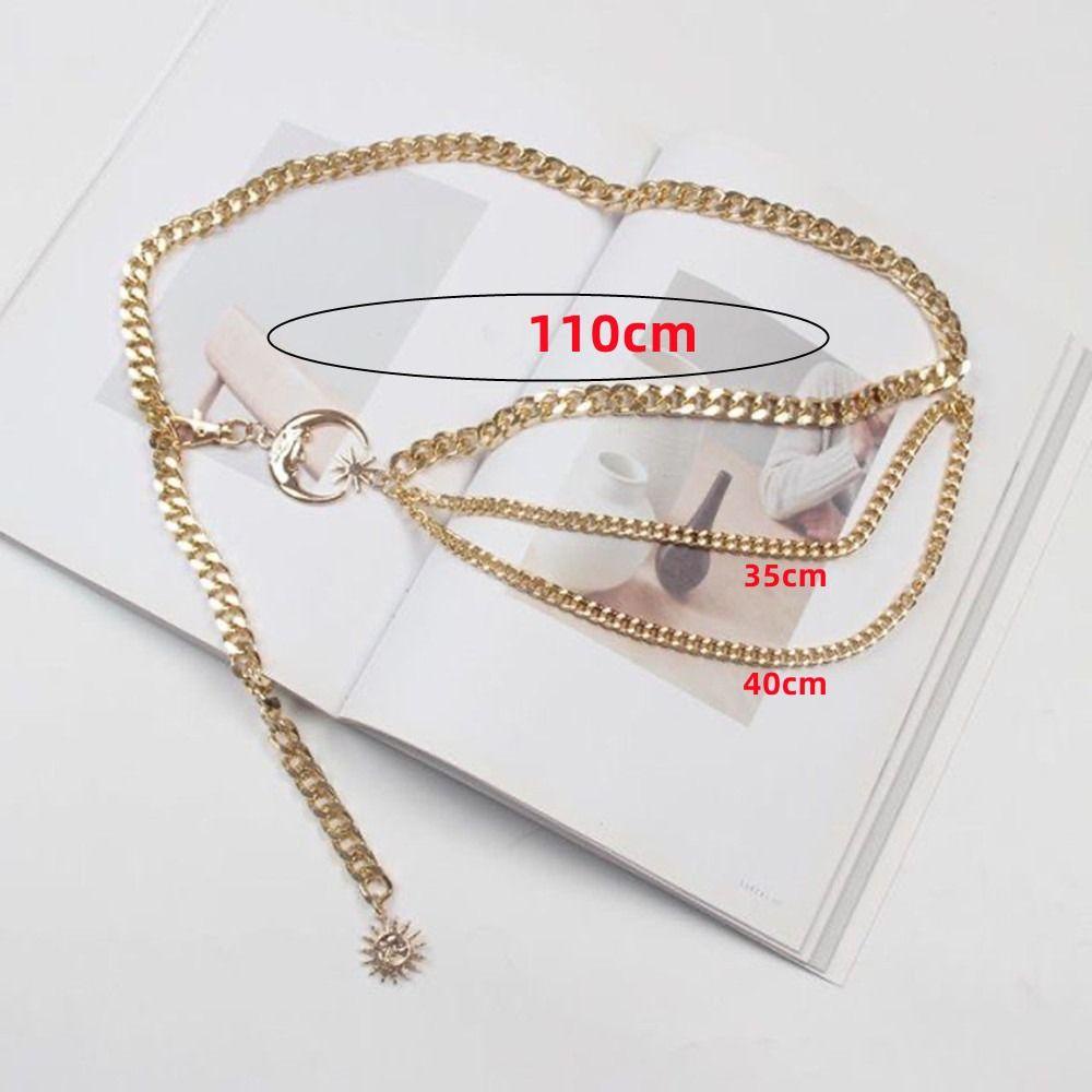 WMES15H Thắt Lưng Nhiều Lớp Đính Mặt Trăng Và Tua Rua Phong Cách Punk Cổ Điển