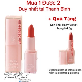 [ MUA 1 TẶNG 1 ] Son Thỏi Hapy Velvet Lipstick nhung lì cao cấp 4.5g