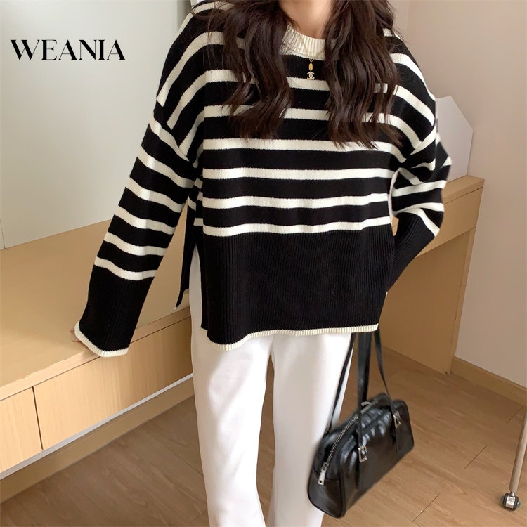 Áo Sweater Dệt Kim Tay Dài Cổ Tròn Plus Size Cho Nữ
