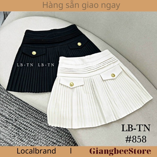 Chân Váy Xếp Ly Cạp Cao Dáng Ngắn Nắp Túi Cúc Đồng Hàng Đẹp Loại 1 - JANGMINA SHOP