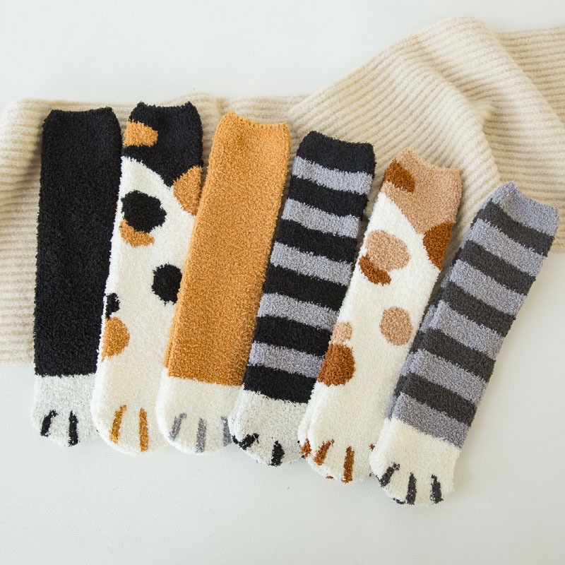 SET 6 Đôi tất vớ nữ chân mèo tất len bông tất lông cừu cute dễ thương