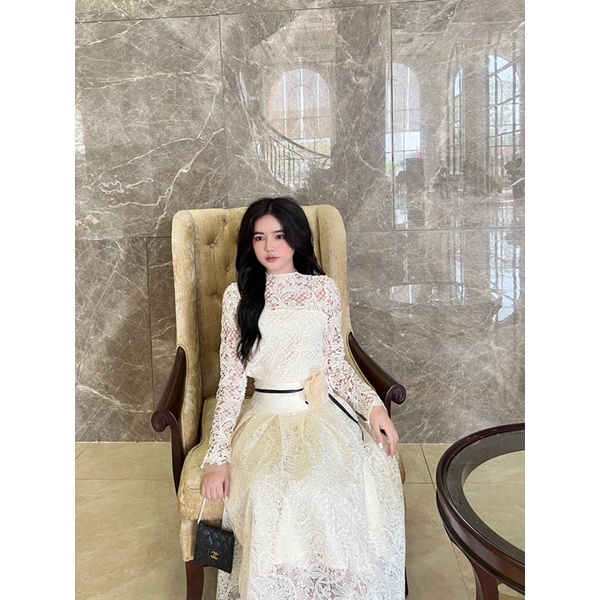 Áo Ren Dài Tay Thắt Nơ Eo Tặng Kèm Hoa✨