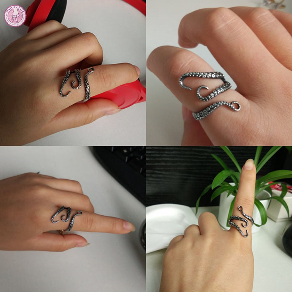 Nhẫn Hình Bạch Tuộc Bằng Thép Không Gỉ Bề Mặt Trong Đánh Bóng Cao Quà Tặng Cho Bạn Bè Và