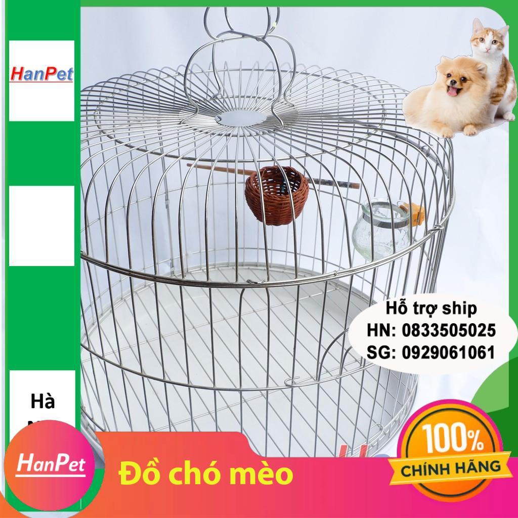 HN-Lồng Cu gáy Chất liệu 100% inox không gỉ sét (Hanpet long chim inox) tặng áo lồng và máng ăn/