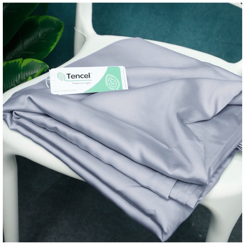 Chăn ga gối Tencel LAMIDO mẫu Trơn Xanh Xám  size ga nệm 1m4, 1m6, 1m8, 2m