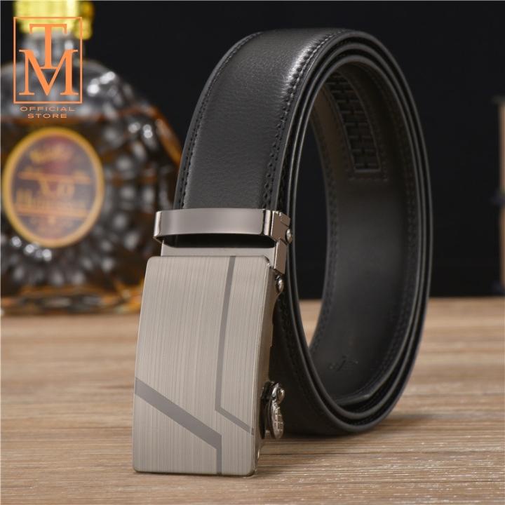 Thắt lưng nam khóa kim tự động dây da cao cấp 2 màu đen &amp; nâu bảo hành 12 tháng TL46